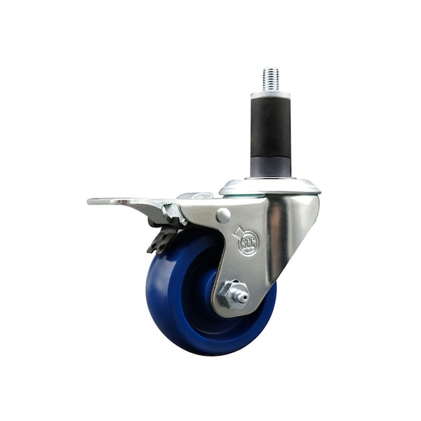 3'' Solid Poly Swivel 1-1/4'' Expanding Stem Caster Total Lock Brake